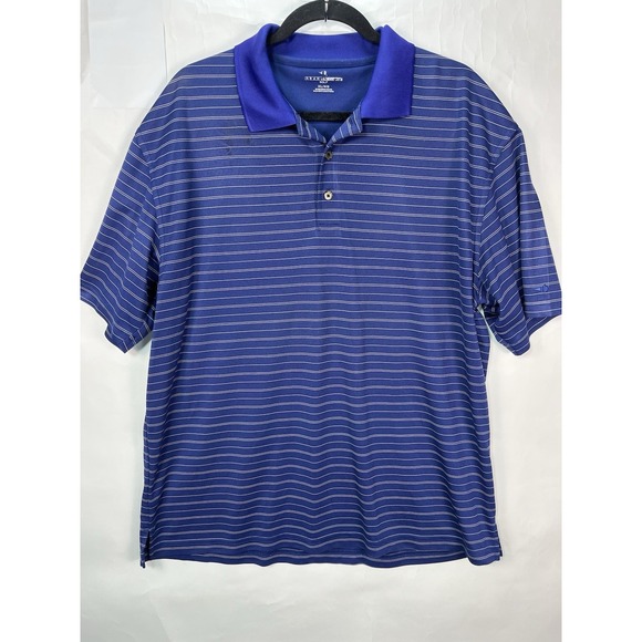 Grand Slam Other - Grandslam Polo Shirt Size XL Blue Striped Logo Collar Buttons Men Golf Polo
